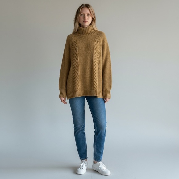 American Eagle Brown Textured Turtleneck Knit Sweater Size XXL - Picture 10 of 11